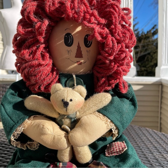 Vintage Country Style Rag Doll and Teddy Bear - Picture 3 of 12